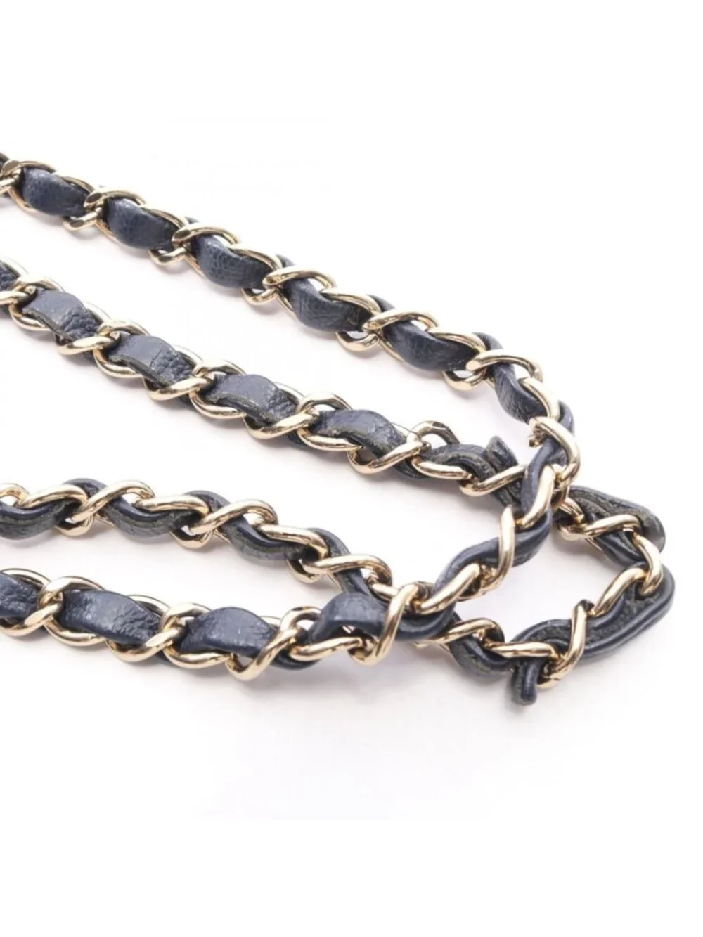 Chanel Shoulder Bag Quilted Double Flap Navy Caviar Leather Chain